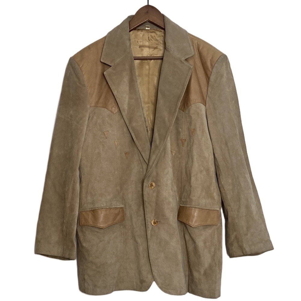 Western Sport Coat Mens 44S Tan Brown Beige Leather Suede Cowboy Blazer Jacket